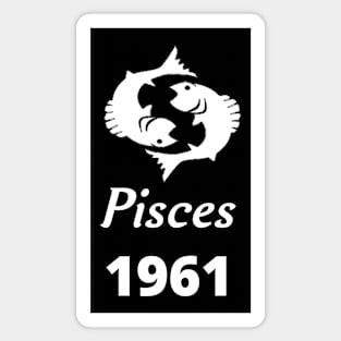 White Zodiac Birthday Pisces 1961 Magnet